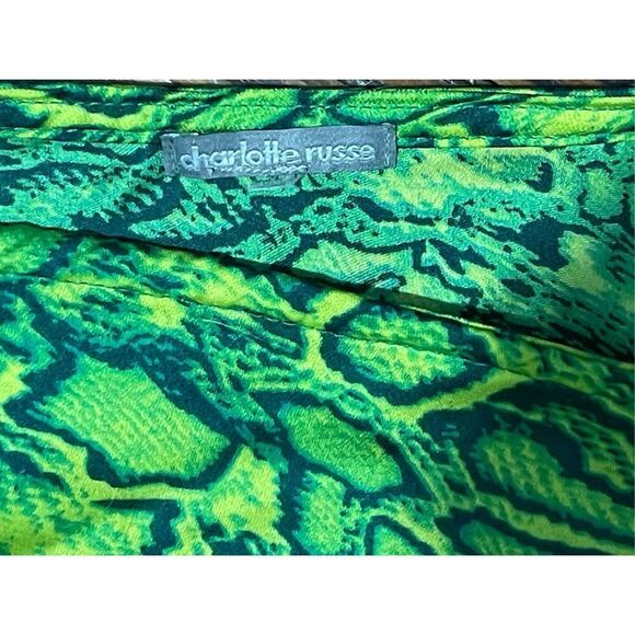 CHARLOTTE Russe | Women's 1-Sleeve Blouse Top Green Yellow Serpent Print - Picture 2 of 6